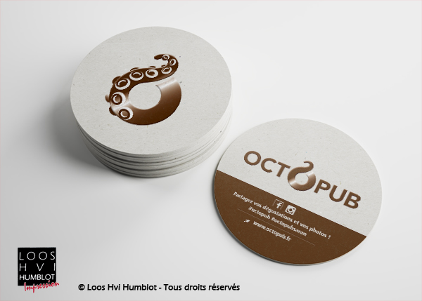 Sous-bock imprimé et personnalisé pour Octopub par l'imprimerie Loos Hvi