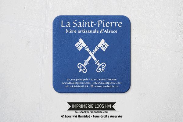 Sous bock personnalisé rectangle pour la Saint Pierre brasserie biere Imprimer avec Loos Hvi Humblot