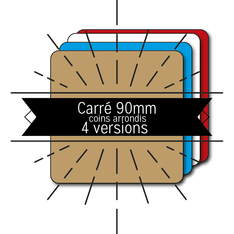 Sous-verre CARRÉ – 90 x 90 mm – 4 Versions