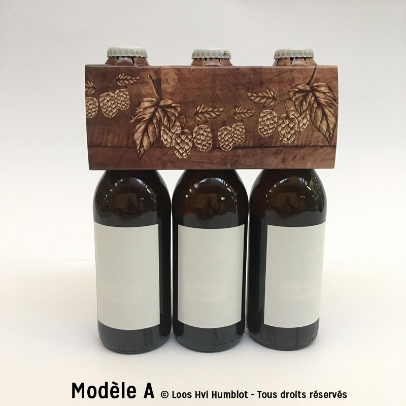 Emballage 3 bières houblon bois impression quadri 1 face